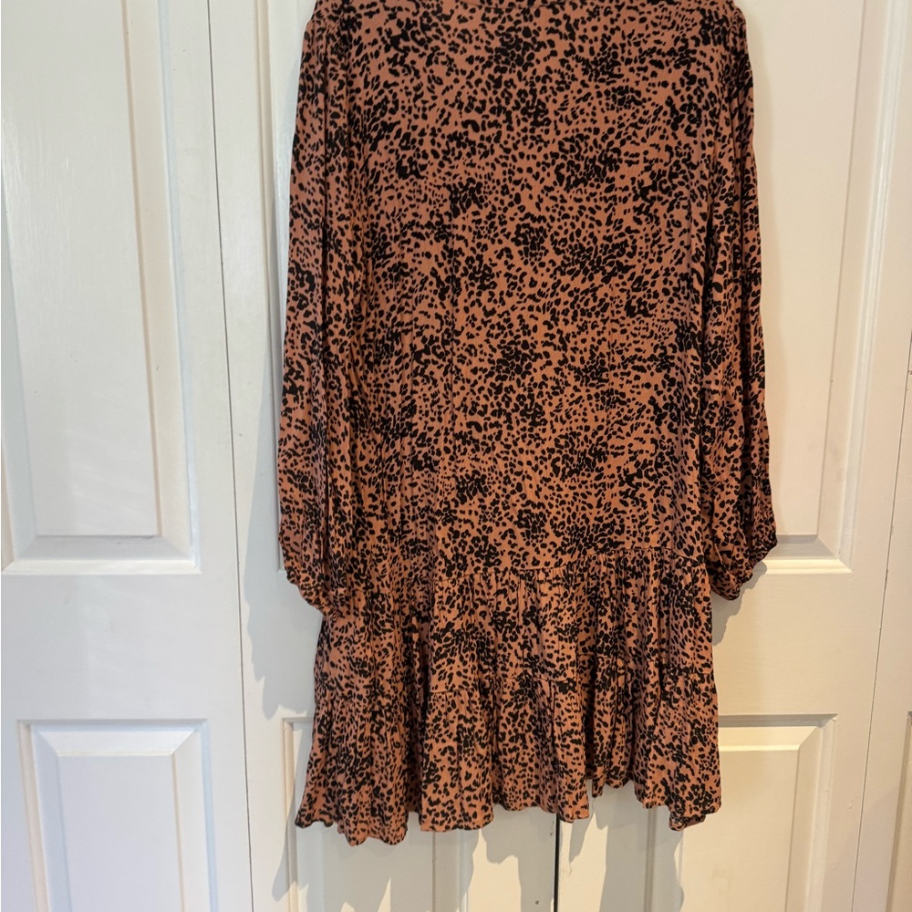 Lovestitch Brown and Orange Ruched Tiered Sundress - Picture 4 of 6